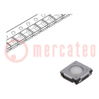 Microswitch TACT; SPST; Pos: 2; 0.02A/15VDC; SMT; none; 0.5N; 2mm