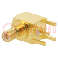 Socket; SMB; male; angled 90°; 50Ω; THT; for cable; PTFE; Mat: brass