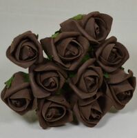 Artificial Colourfast Cottage Rose Bud Bunch - 24cm, Brown