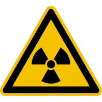 Warnung vor radioakt Stoffen.Warnschild auf Bogen,Folienetik, gestanzt, 2,50cm DIN EN ISO 7010 W003 ASR A1.3 W003