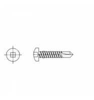 DIN 7504 Bohrschrauben Blechgewinde 4,2 x 38, Innenvierkant, A2, Form M, Linsenkopf