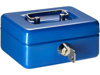 Geldkassette Mini-Box, Stahlblech, mit Schloss, 125x95x60 mm, blau
