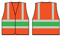 Beeswift High Visibility Orange Vest With Green Band Large