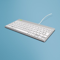 R-Go Tools Compact Break Ergonomische Tastatur R-Go , kompakte Tastatur mit Pausensoftware, QWERTY (UK), Kabelgebunden, Weiß