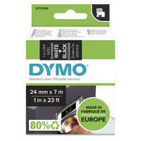 DYMO D1 oryginalne etykiety | rolka 24 mm x 7 m | biały nadruk na czarnym | samoprzylepne etykiety do drukarek etykiet LabelManager