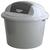 Kunststoff Abfallbehälter mit Pushdeckel, Stabil, 90 Liter, Farbe Grau
