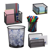 Relaxdays Schreibtisch Organizer 5er Set, Büro & Zuhause, Mülleimer, Bürobox, Briefhalter, Stifte- & Zettelbox, Farbwahl