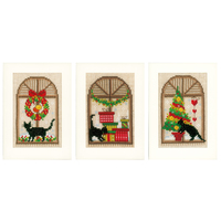 Counted Cross Stitch Kit: Cards: Christmas Atmosphere: Set of 3