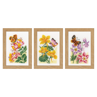 Counted Cross Stitch Kit: Miniatures Butterflies: Set of 3