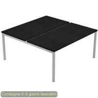 Scrivania Bench nero venato frassino 120x164xH.72,5 cm gamba a ponte metallo grigio Presto Venere Plus 664B-NOPAR/4