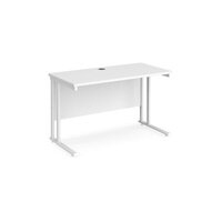 Maestro 25 straight desk 1200mm x 600mm - white cantilever leg frame and white t