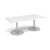 Trumpet base rectangular boardroom table 2000mm x 1000mm - silver base and white