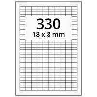 Wetterfeste Folienetiketten 18 x 8 mm, weiß, 33.000 Polyesteretiketten auf 100 DIN A4 Bogen, Universaletiketten permanent