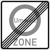 Verkehrszeichen VZ 270.2 Ende einer Verkehrsverbotszone zur Verminderung, schädlicher Luftverunreinigungen in einer Zone 840 x 840, 2mm flach, RA 1
