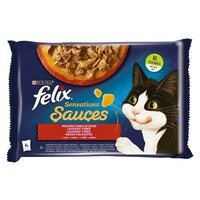 Állateledel alutasakos FELIX Sensations Sauces macskáknak 4-pack házias pulyka-bárány válogatás szószban 4x85g