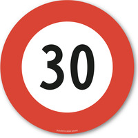 Höchstgeschwindigkeit - 30, Vorschriftssignal Schild, 15 cm, aus Alu-Verbund, mit UV-Schutz