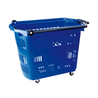 Roller Basket "Big" - Shopping Basket 42 litre, for pulling and carrying | blue