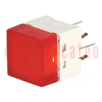 Switch: keypad; Pos: 2; SPST-NO; 0.05A/24VDC; red; LED; red; THT