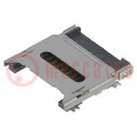 Connector: for cards; microSD; with hinged cover; SMT; reel; 500V