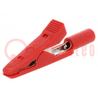 Crocodile clip; 70VDC; red; Socket size: 2mm