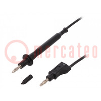 Test lead; 60VDC; 20A; probe tip,banana plug 4mm; Len: 1m; black