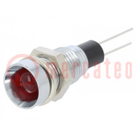Indicator: LED; recessed; red; Ø8mm; for PCB; brass; ØLED: 5mm
