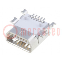 Socket; USB AB mini; on PCBs; SMT; PIN: 5; horizontal; reel