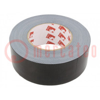 Tape: duct; W: 50mm; L: 50m; Thk: 0.23mm; black; rubber; -20÷75°C