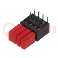 LED; in housing; red; 1.8mm; No.of diodes: 4; 20mA; 110°; 3÷7mcd