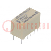 Relay: electromagnetic; DPDT; Ucoil: 24VDC; Icontacts max: 2A; PCB