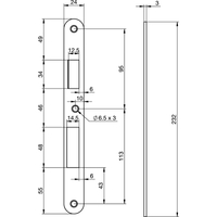 Produktbild zu Schließblech EA 325 für Elektro-Mehrfachverriegelungsschlösser, 232x24x3 mm