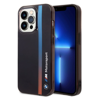 CG MOBILE BMW - COQUE DE TÉLÉPHONE POUR IPHONE 14 PRO EN BANDE IML NOIRE DÉCOLORÉE, TRICOLORE, ANTI-RAYURES, PC/TPU, CONFORTABLE