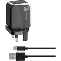 Cellularline USB POWER CHARGER KIT 12W - Lightning - UK Plug Okostelefon, Táblagép Fekete AC Gyorstöltés Beltéri
