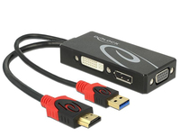 DeLOCK 62959 Videokabel-Adapter 0,135 m HDMI + USB DVI-I + VGA (D-Sub) Schwarz, Rot