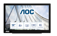 AOC 01 Series I1601FWUX computer monitor 39,6 cm (15.6") 1920 x 1080 Pixels Full HD LED Zilver, Zwart