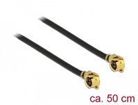 DeLOCK 89611 coax-kabel 1.13 0,5 m MHF (I-PEX) Zwart, Goud
