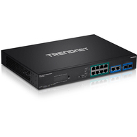 Trendnet TPE-3012LS hálózati kapcsoló Vezérelt Gigabit Ethernet (10/100/1000) Ethernet-áramellátás (PoE) támogatása 1U Fekete