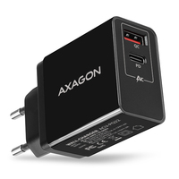 Axagon ACU-PQ22 chargeur d'appareils mobiles Téléphone portable, Chargeur électrique, Smartphone, Smartwatch, Tablette, Universel Noir Secteur Charge rapide Intérieure