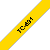 Brother TC-691 Etiketten erstellendes Band Schwarz auf gelb