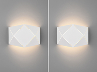 Kleine geometrische LED Wandlampen im 2er SET mit Lasercut Muster, weiß matt