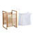 Relaxdays Wäschekorb Walnuss, HBT: 60 x 40 x 35 cm, Wäschesammler mit Deckel, 50 L, für Schmutzwäsche im Bad, natur/weiß