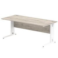 Impulse 1800 x 800mm Straight Desk Grey Oak Top White Cable Managed Leg I003113