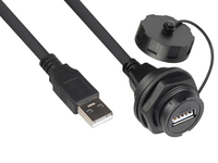 Industrie-Steckverbinder S4 - USB 2.0 Kabel, Stecker A an Einbaubuchse A mit Kabelverschraubung, Baj