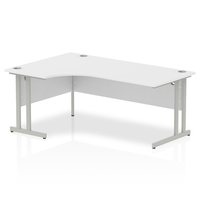 Impulse 1800mm Left Crescent Desk White Top Silver Cantilever Leg MI000323