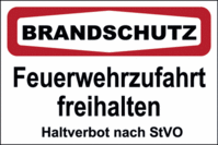 Brandschutzschild - Rot, 15 x 25 cm, Folie, Selbstklebend, StVO***, Weiß, Text