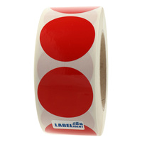 Markierungspunkte Ø 50 mm, rot, 1.000 runde Etiketten auf 1 Rolle/n, 3 Zoll (76,2 mm) Kern, Folienpunkte permanent, Verschlussetiketten