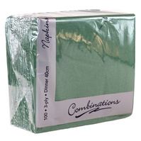 Green 40cm 3ply Napkins - Pack Of 100