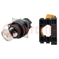 Switch: rotary with key; 22mm; Stabl.pos: 2; NO; black; none; IP66