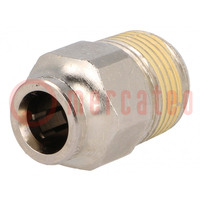 Push-in fitting; straight; nickel plated brass; Thread: BSP 3/8"