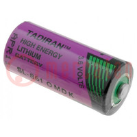 Batterie: Lithium (TLC); 3,6V; 2/3AA,2/3R6; 1600mAh; Ø14,7x33,5mm